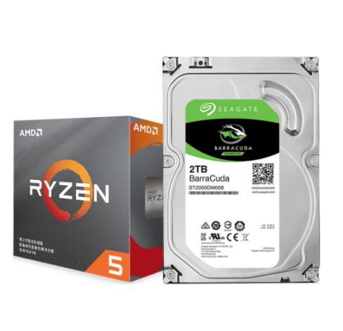 AMD 銳龍 5 3600處理器 (r5) 7nm CPU+希捷 2TB 256MB 7200RPM 臺(tái)式機(jī)機(jī)械硬盤(pán)